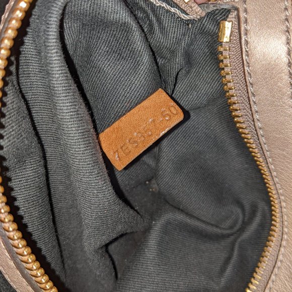 Chloe Brown Leather Front Zip Pockets Double Handles...
